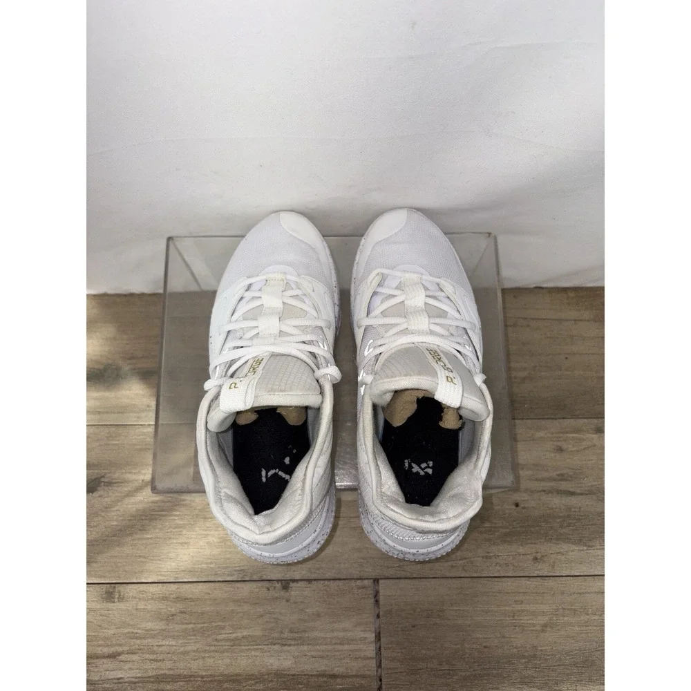 Nike PG 3 White Metallic Gold Speckled Basketball Shoes AV7928-991 Kids Size 7Y‎